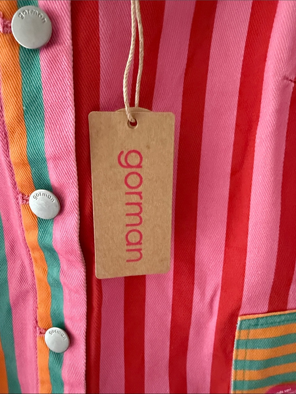 gorman Pink, Red, Yellow, Green Striped Pinafore Dress - Picture 3 of 6